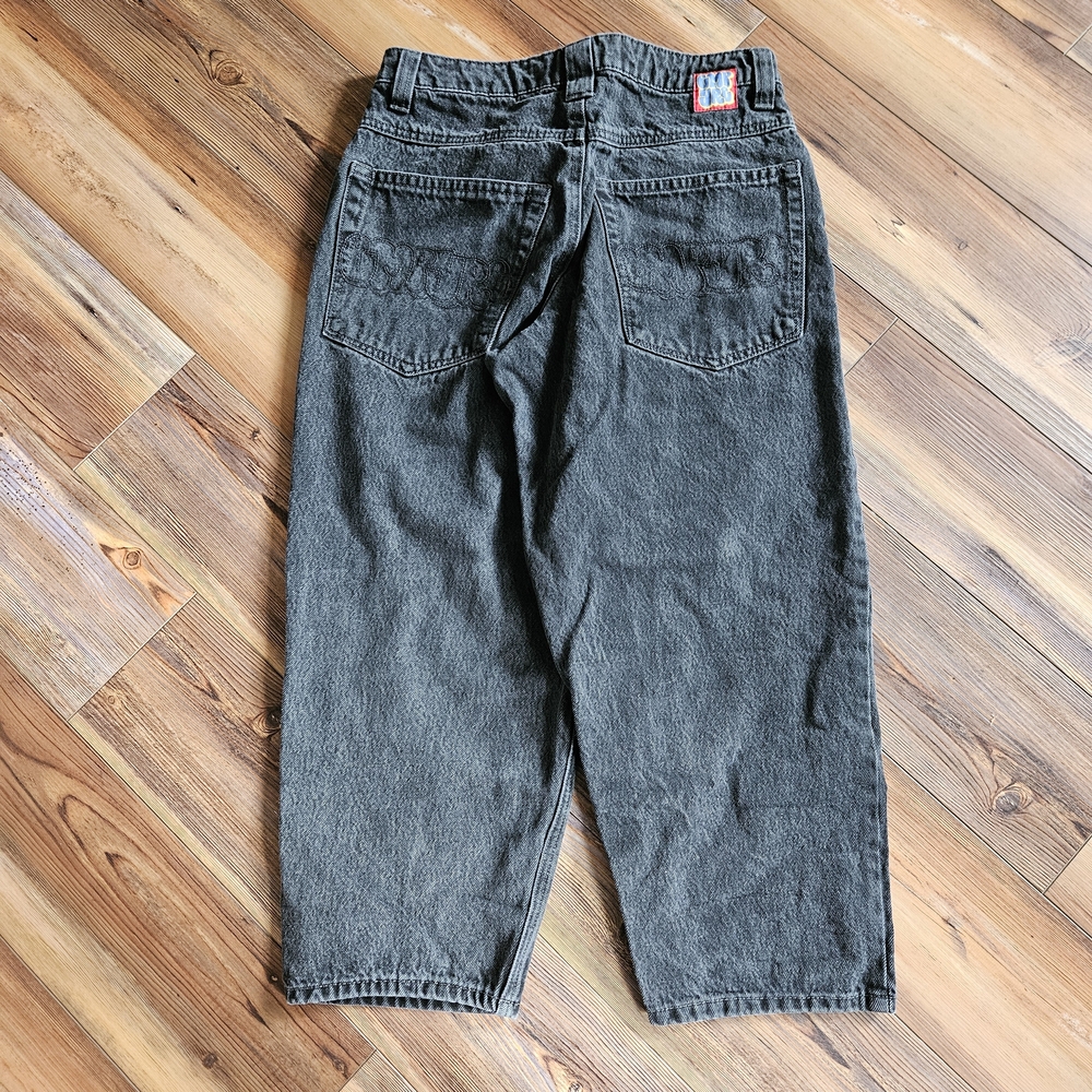 Gray Denim Jeans with Logo Patch - image 3